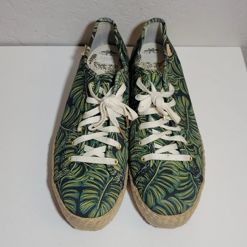 KEDS x Riffle Paper Tropical Leaf Pattern Lace up Espadrille 8